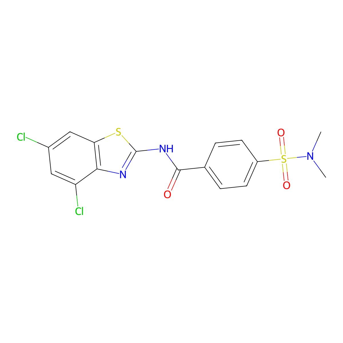 N-(4,6-dichloro-1,3-benzothiazol-2-yl)-4-(dimethylsulfamoyl)benzamide molecular structure, CAS 862807-39-4