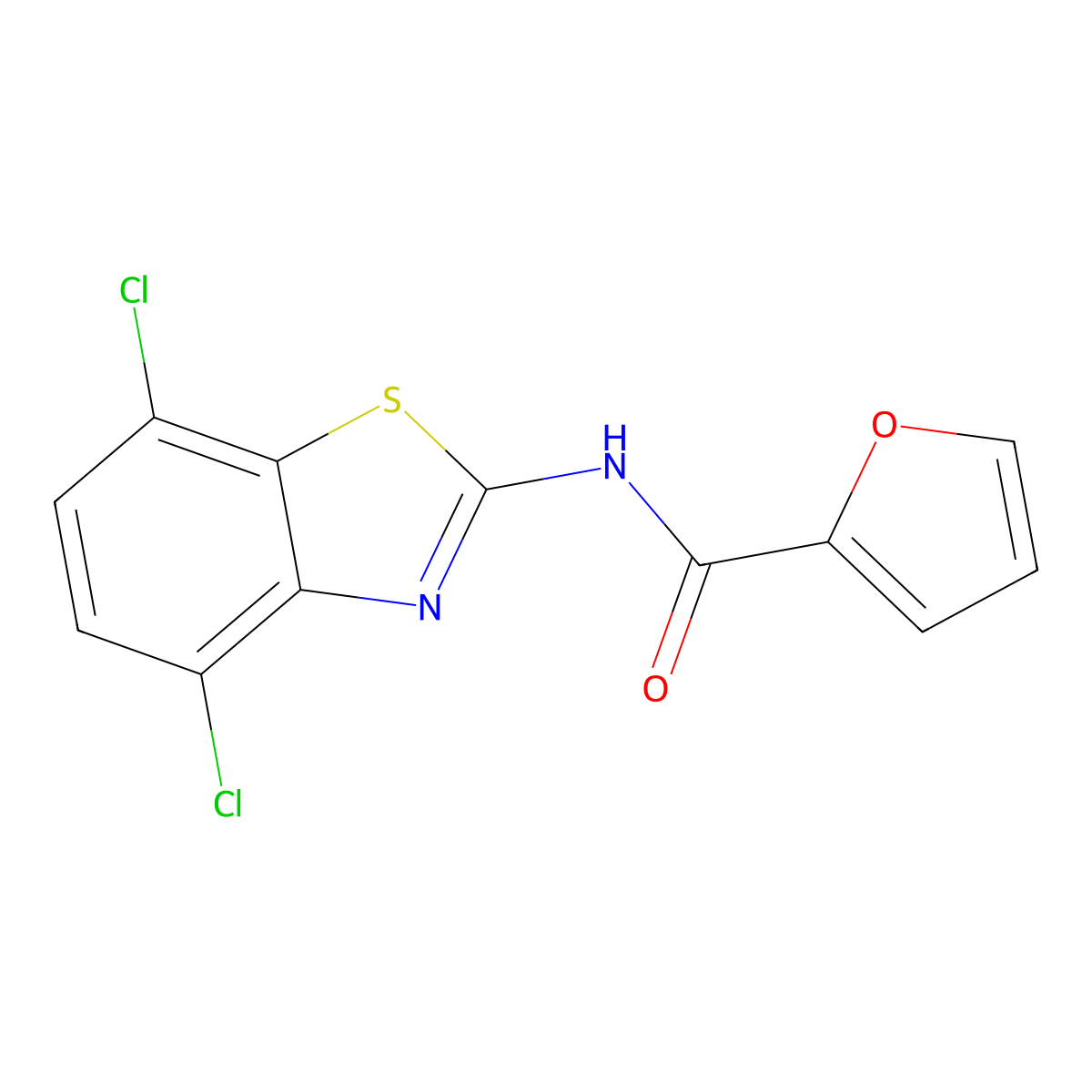 N-(4,7-dichloro-1,3-benzothiazol-2-yl)furan-2-carboxamide molecular structure, CAS 862807-43-0