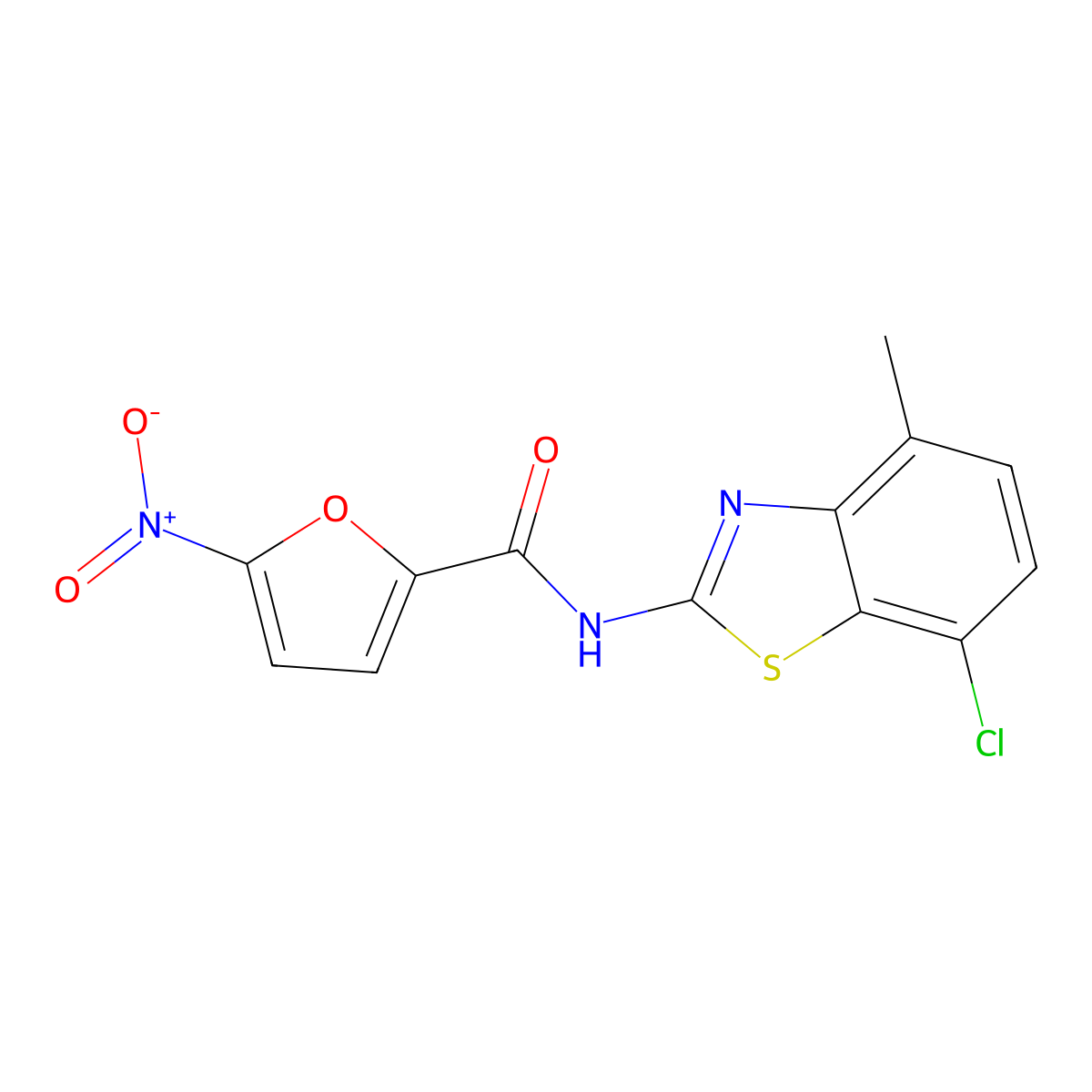 N-(7-chloro-4-methyl-1,3-benzothiazol-2-yl)-5-nitrofuran-2-carboxamide molecular structure, CAS 862807-44-1