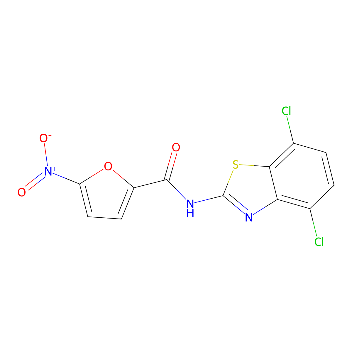 N-(4,7-dichloro-1,3-benzothiazol-2-yl)-5-nitrofuran-2-carboxamide molecular structure, CAS 862807-45-2