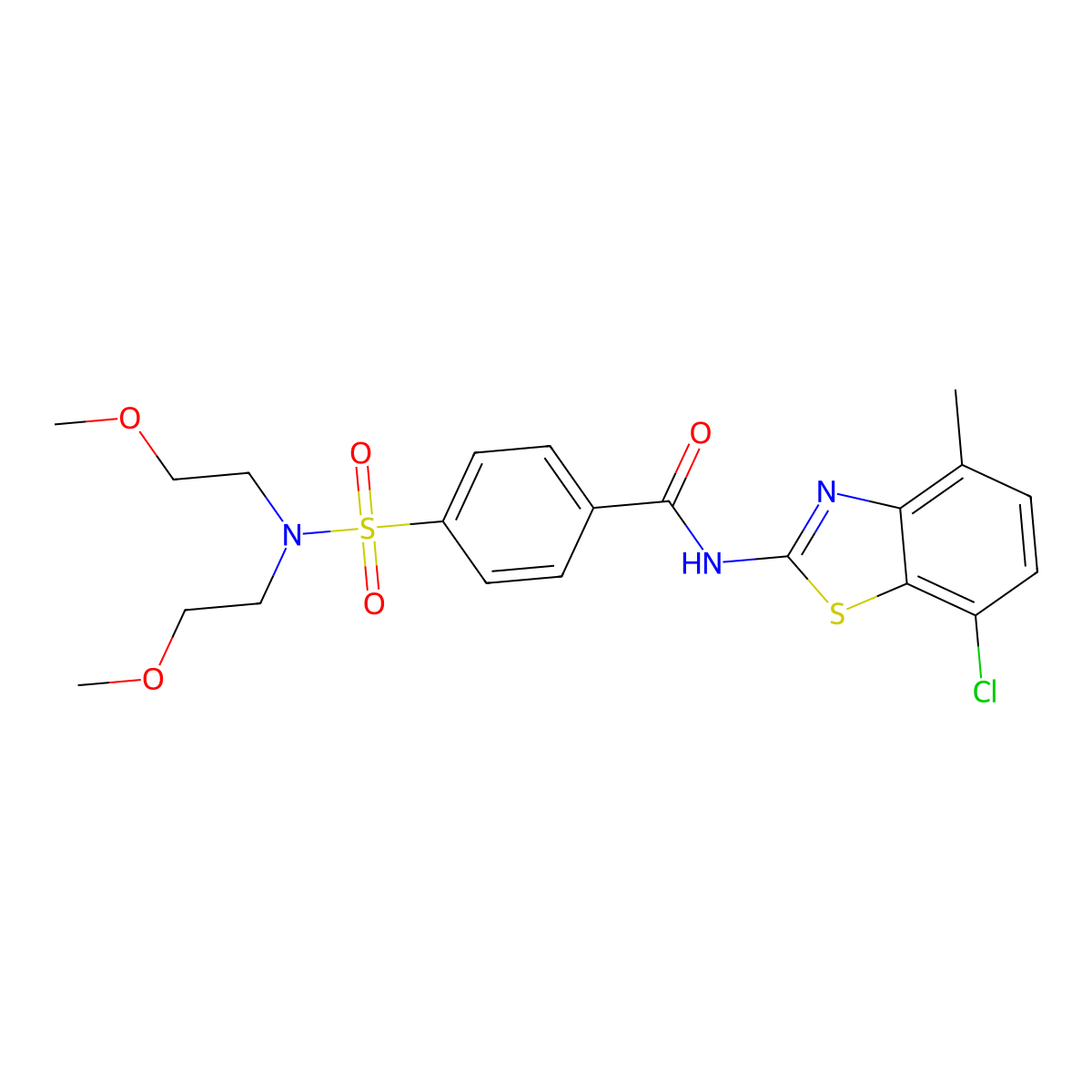 4-[bis(2-methoxyethyl)sulfamoyl]-N-(7-chloro-4-methyl-1,3-benzothiazol-2-yl)benzamide molecular structure, CAS 862807-50-9