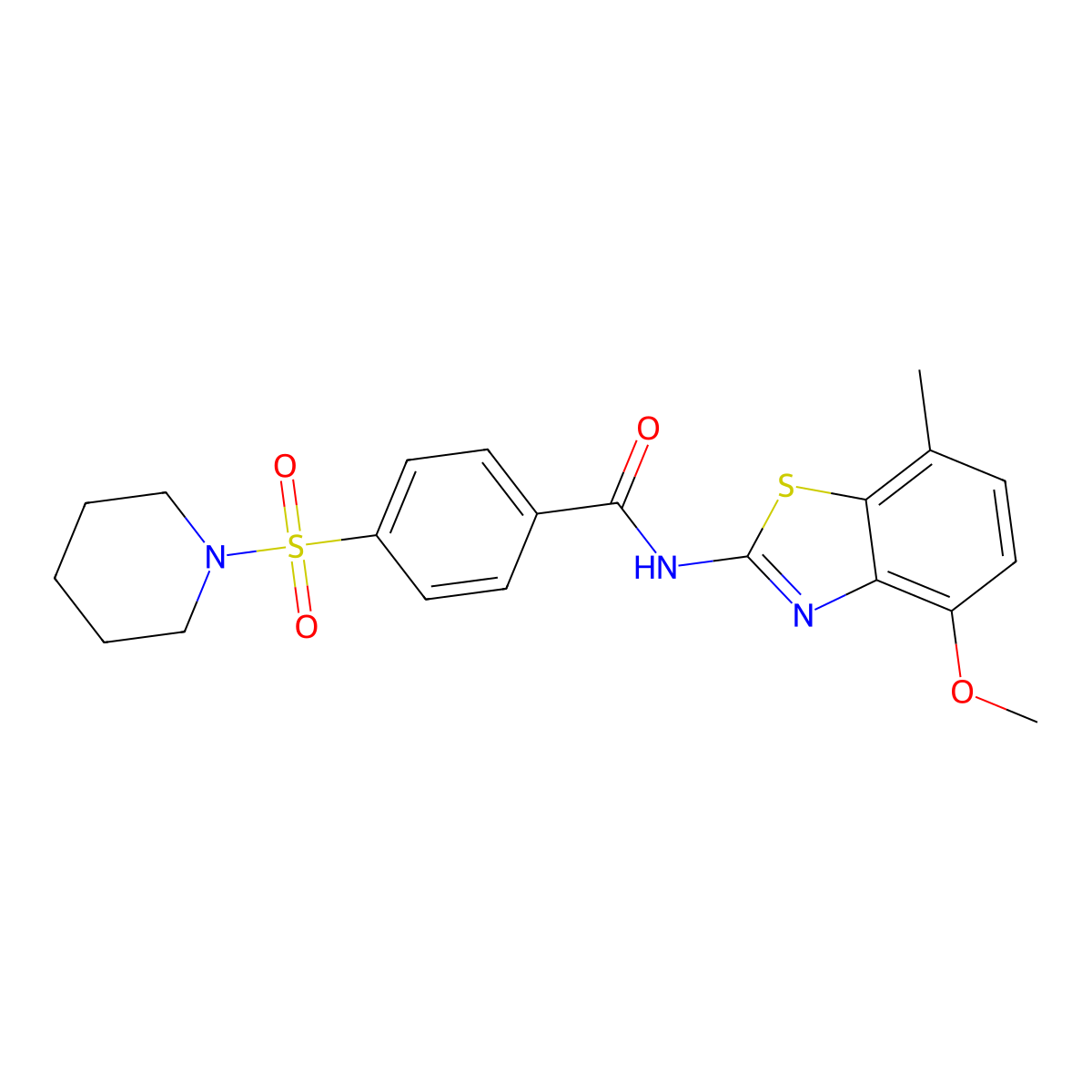 N-(4-methoxy-7-methylbenzo[d]thiazol-2-yl)-4-(piperidin-1-ylsulfonyl)benzamide molecular structure, CAS 862807-51-0