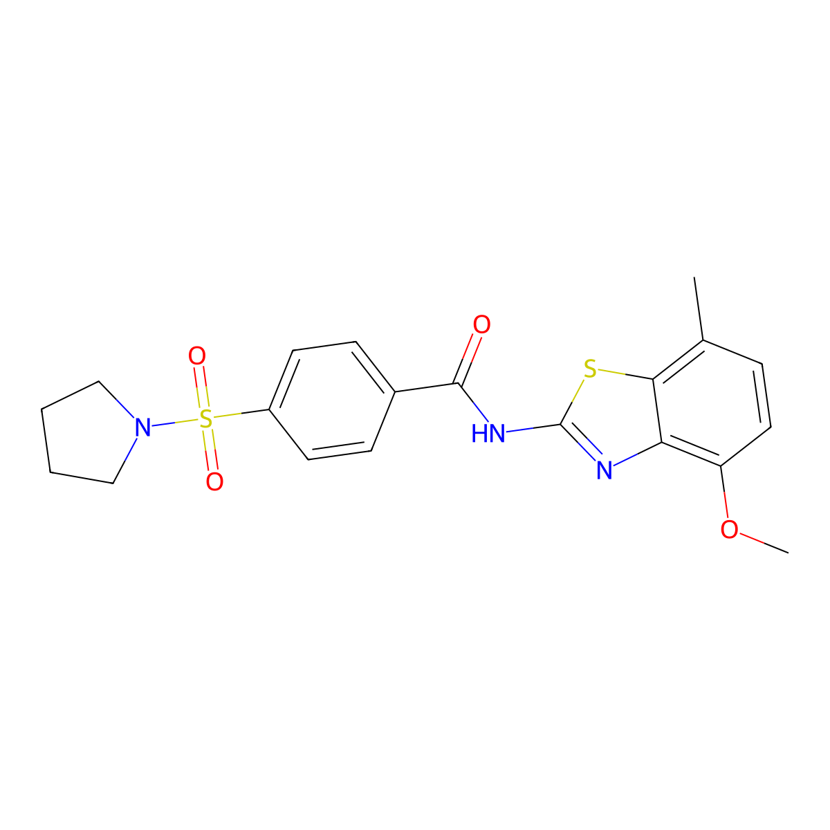 N-(4-methoxy-7-methylbenzo[d]thiazol-2-yl)-4-(pyrrolidin-1-ylsulfonyl)benzamide molecular structure, CAS 862807-52-1