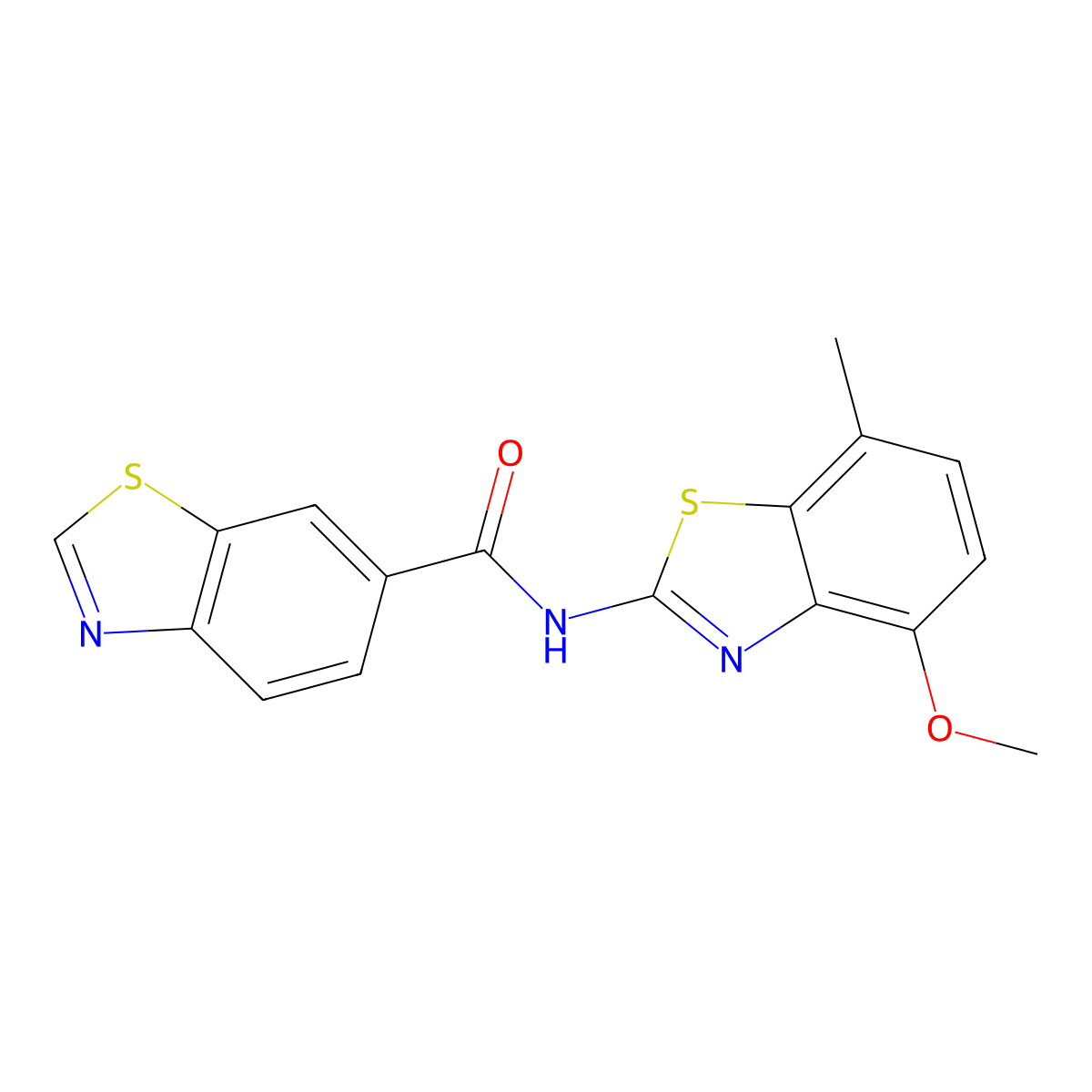 N-(4-methoxy-7-methyl-1,3-benzothiazol-2-yl)-1,3-benzothiazole-6-carboxamide molecular structure, CAS 862807-61-2