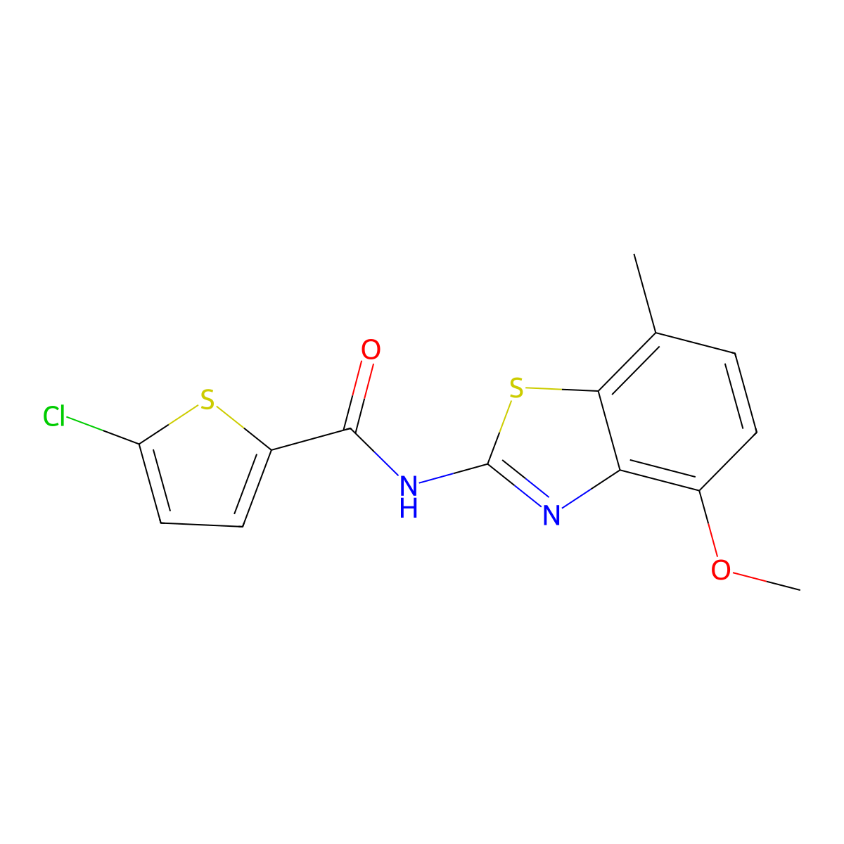 5-chloro-N-(4-methoxy-7-methyl-1,3-benzothiazol-2-yl)thiophene-2-carboxamide molecular structure, CAS 862807-63-4