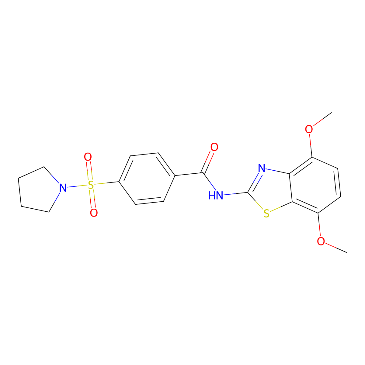 N-(4,7-dimethoxybenzo[d]thiazol-2-yl)-4-(pyrrolidin-1-ylsulfonyl)benzamide molecular structure, CAS 862807-67-8