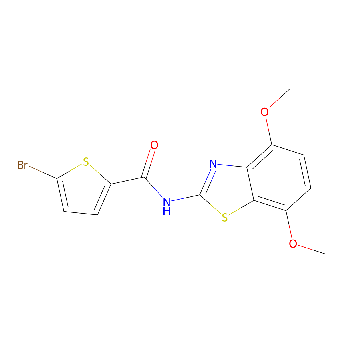 5-bromo-N-(4,7-dimethoxy-1,3-benzothiazol-2-yl)-2-thiophenecarboxamide molecular structure, CAS 862807-69-0