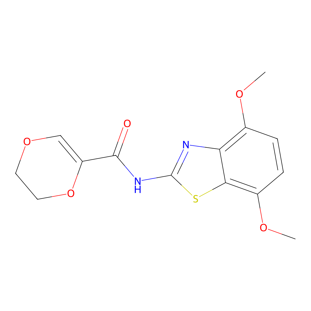N-(4,7-dimethoxybenzo[d]thiazol-2-yl)-5,6-dihydro-1,4-dioxine-2-carboxamide molecular structure, CAS 862807-74-7