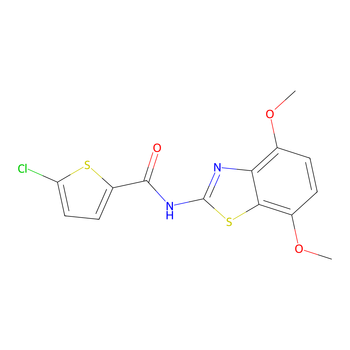 5-chloro-N-(4,7-dimethoxy-1,3-benzothiazol-2-yl)thiophene-2-carboxamide molecular structure, CAS 862807-75-8