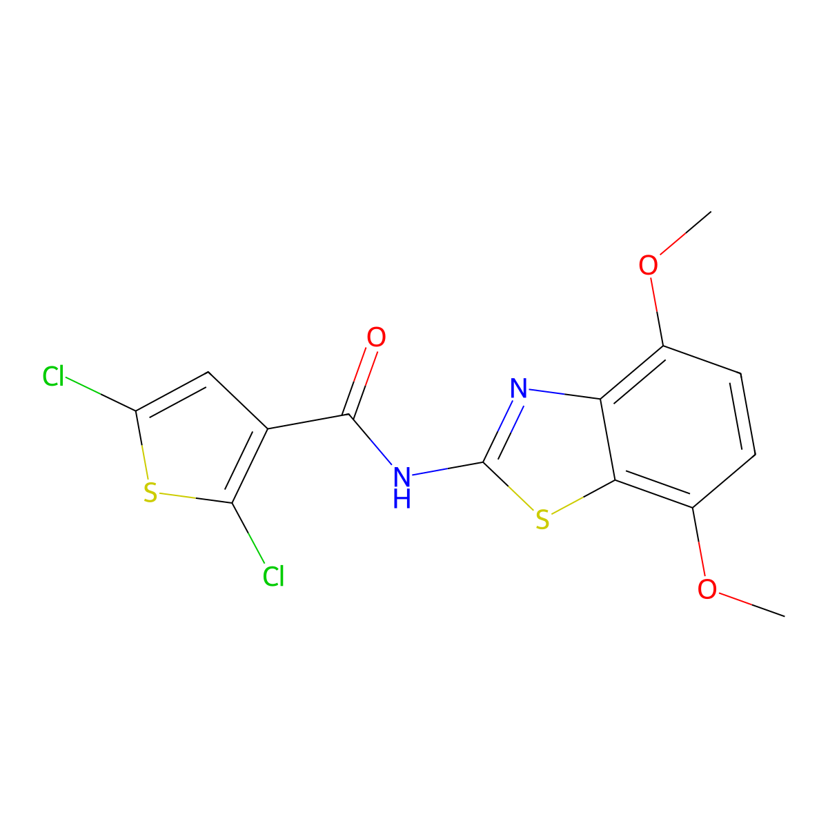 2,5-dichloro-N-(4,7-dimethoxy-1,3-benzothiazol-2-yl)thiophene-3-carboxamide molecular structure, CAS 862807-76-9