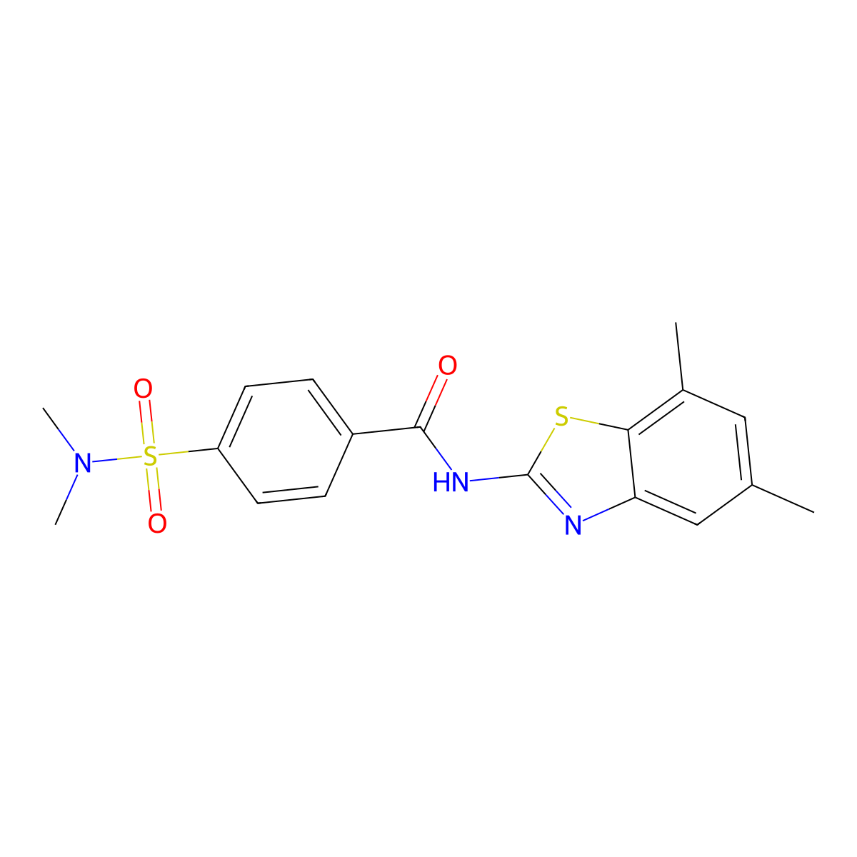 N-(5,7-dimethyl-1,3-benzothiazol-2-yl)-4-(dimethylsulfamoyl)benzamide molecular structure, CAS 862807-78-1