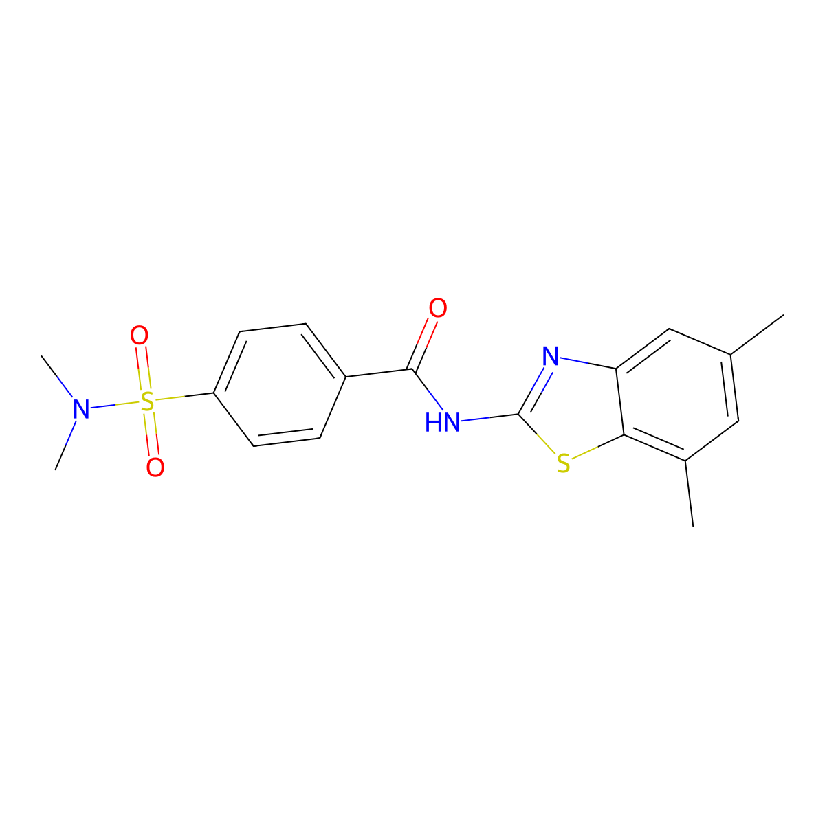 N-(5,7-dimethyl-1,3-benzothiazol-2-yl)-4-(dimethylsulfamoyl)benzamide molecular structure, CAS 862807-78-1