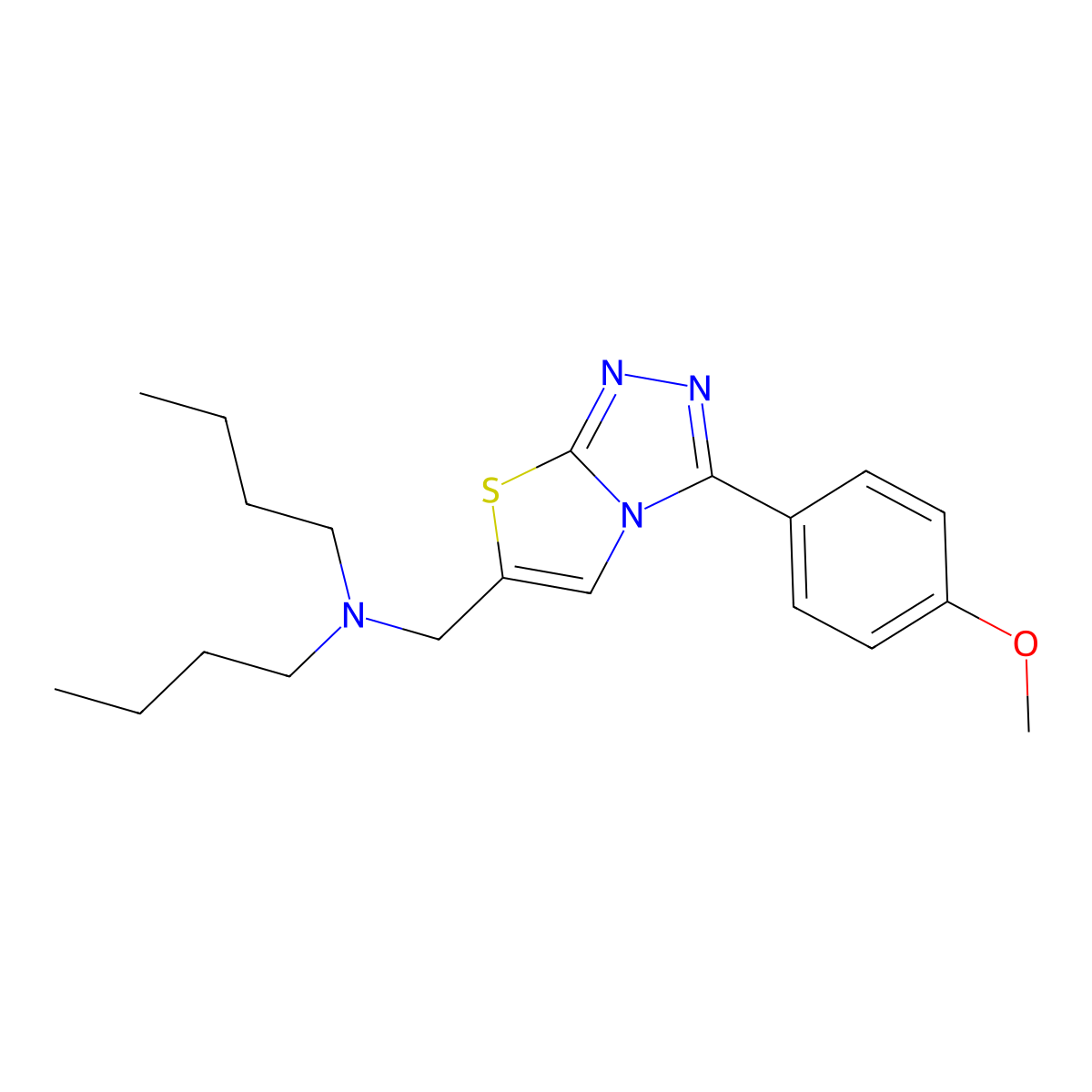 N-butyl-N-((3-(4-methoxyphenyl)thiazolo[2,3-c][1,2,4]triazol-6-yl)methyl)butan-1-amine molecular structure, CAS 862807-82-7