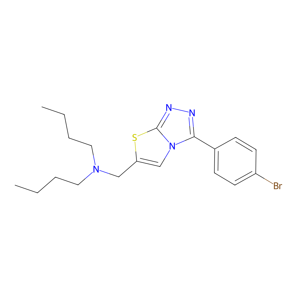 N-((3-(4-bromophenyl)thiazolo[2,3-c][1,2,4]triazol-6-yl)methyl)-N-butylbutan-1-amine molecular structure, CAS 862807-95-2
