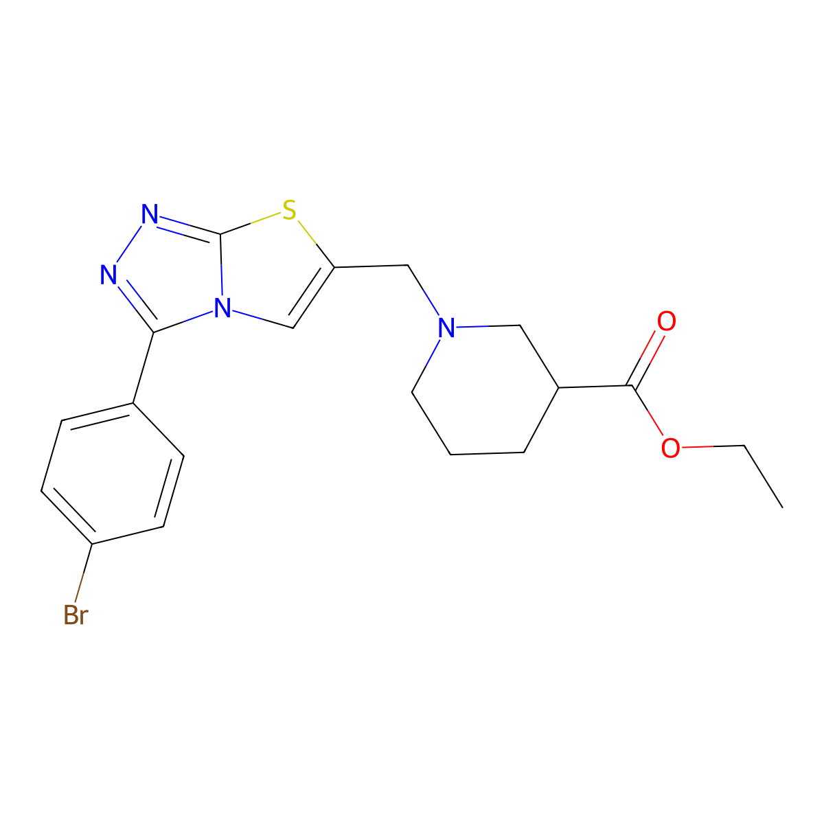 (R)-ethyl 1-((3-(4-bromophenyl)thiazolo[2,3-c][1,2,4]triazol-6-yl)methyl)piperidine-3-carboxylate molecular structure, CAS 862808-03-5
