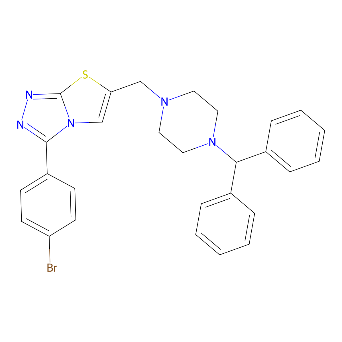6-((4-Benzhydrylpiperazin-1-yl)methyl)-3-(4-bromophenyl)thiazolo[2,3-c][1,2,4]triazole molecular structure, CAS 862808-05-7