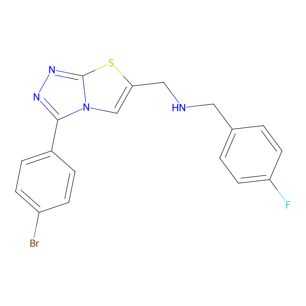 1-(3-(4-bromophenyl)thiazolo[2,3-c][1,2,4]triazol-6-yl)-N-(4-fluorobenzyl)methanamine molecular structure, CAS 862808-07-9