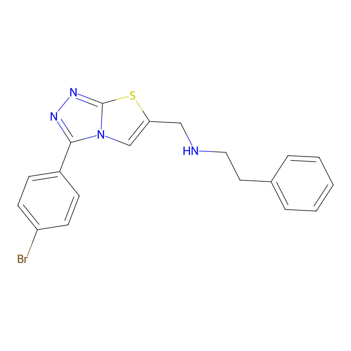 N-((3-(4-bromophenyl)thiazolo[2,3-c][1,2,4]triazol-6-yl)methyl)-2-phenylethanamine molecular structure, CAS 862808-11-5