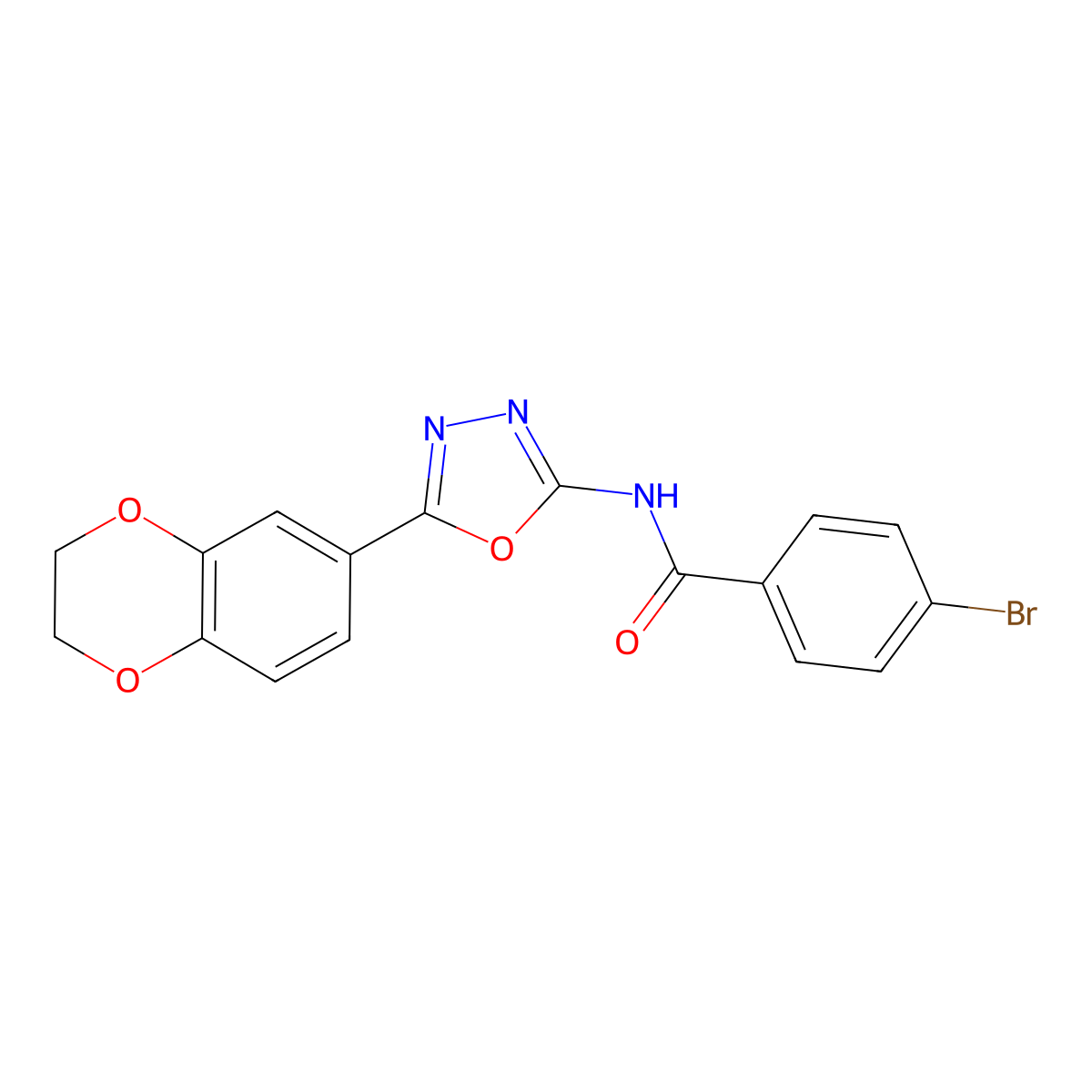 4-bromo-N-[5-(2,3-dihydro-1,4-benzodioxin-6-yl)-1,3,4-oxadiazol-2-yl]benzamide molecular structure, CAS 862808-21-7