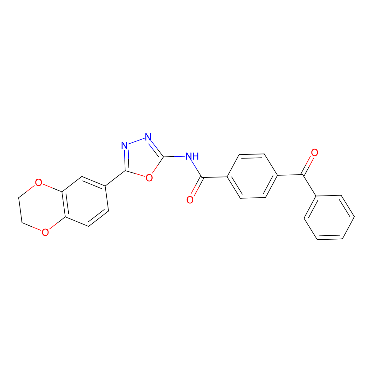 4-benzoyl-N-[5-(2,3-dihydro-1,4-benzodioxin-6-yl)-1,3,4-oxadiazol-2-yl]benzamide molecular structure, CAS 862808-27-3