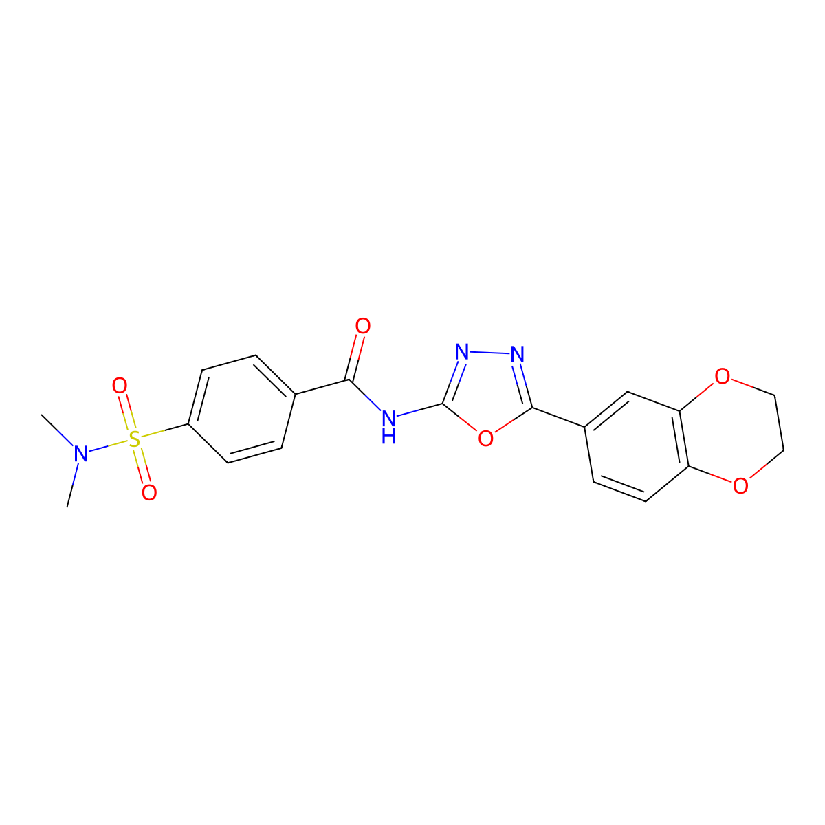 N-[5-(2,3-dihydro-1,4-benzodioxin-6-yl)-1,3,4-oxadiazol-2-yl]-4-(dimethylsulfamoyl)benzamide molecular structure, CAS 862808-35-3