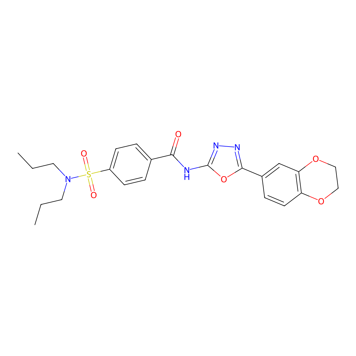 N-[5-(2,3-dihydro-1,4-benzodioxin-6-yl)-1,3,4-oxadiazol-2-yl]-4-(dipropylsulfamoyl)benzamide molecular structure, CAS 862808-37-5