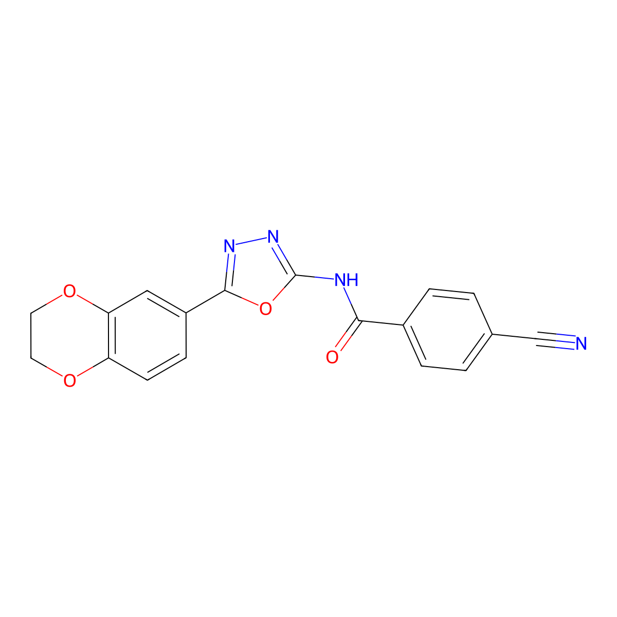 4-cyano-N-[5-(2,3-dihydro-1,4-benzodioxin-6-yl)-1,3,4-oxadiazol-2-yl]benzamide molecular structure, CAS 862808-39-7