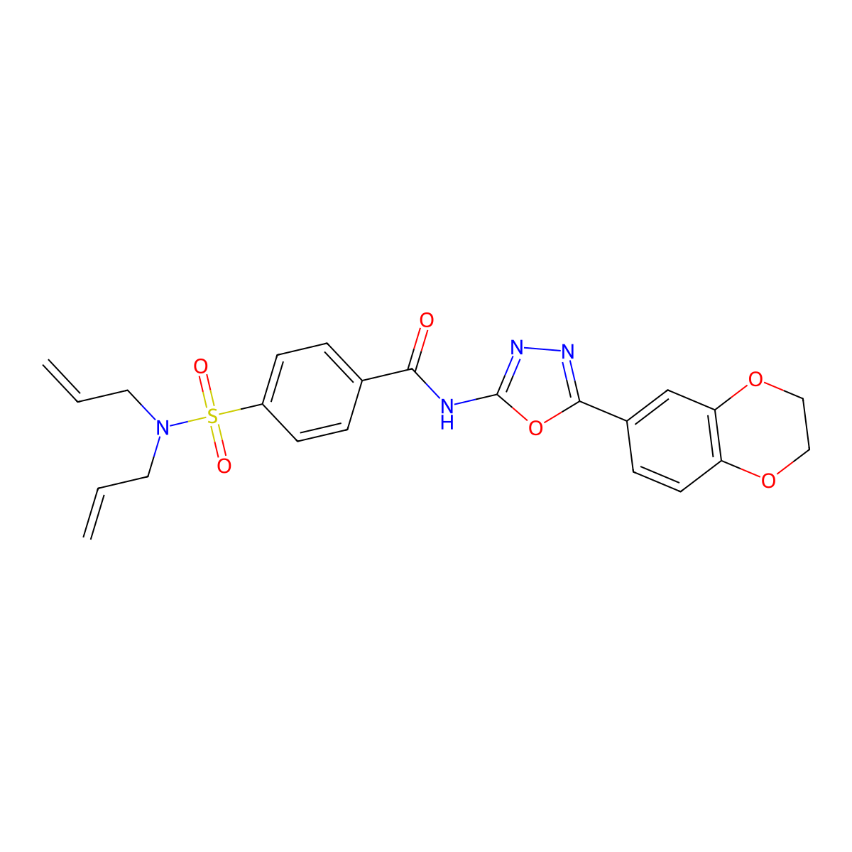 4-(N,N-diallylsulfamoyl)-N-(5-(2,3-dihydrobenzo[b][1,4]dioxin-6-yl)-1,3,4-oxadiazol-2-yl)benzamide molecular structure, CAS 862808-47-7