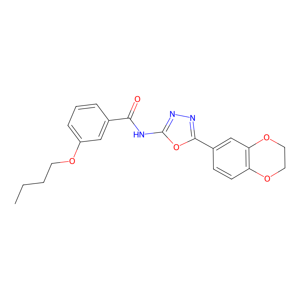 3-butoxy-N-[5-(2,3-dihydro-1,4-benzodioxin-6-yl)-1,3,4-oxadiazol-2-yl]benzamide molecular structure, CAS 862808-49-9