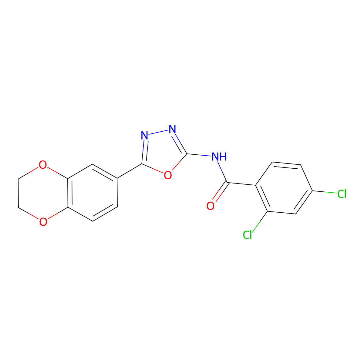 2,4-dichloro-N-[5-(2,3-dihydro-1,4-benzodioxin-6-yl)-1,3,4-oxadiazol-2-yl]benzamide molecular structure, CAS 862808-63-7