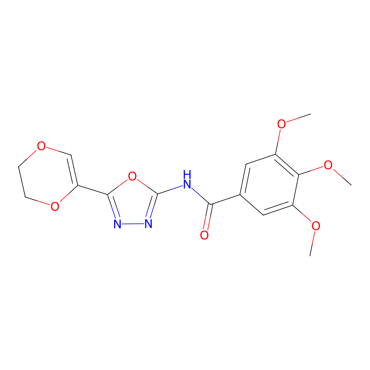 N-(5-(5,6-dihydro-1,4-dioxin-2-yl)-1,3,4-oxadiazol-2-yl)-3,4,5-trimethoxybenzamide molecular structure, CAS 862808-71-7