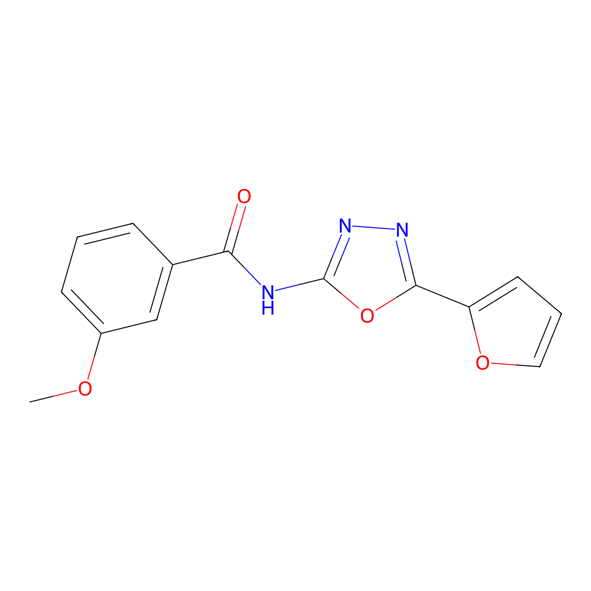 N-[5-(furan-2-yl)-1,3,4-oxadiazol-2-yl]-3-methoxybenzamide molecular structure, CAS 862808-81-9