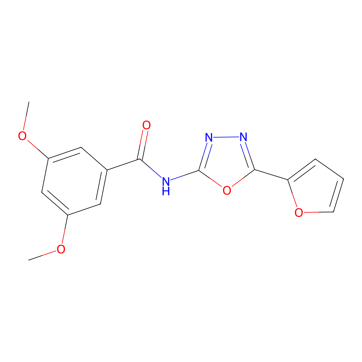 N-[5-(furan-2-yl)-1,3,4-oxadiazol-2-yl]-3,5-dimethoxybenzamide molecular structure, CAS 862808-83-1