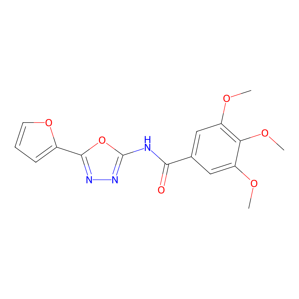 N-[5-(furan-2-yl)-1,3,4-oxadiazol-2-yl]-3,4,5-trimethoxybenzamide molecular structure, CAS 862808-85-3