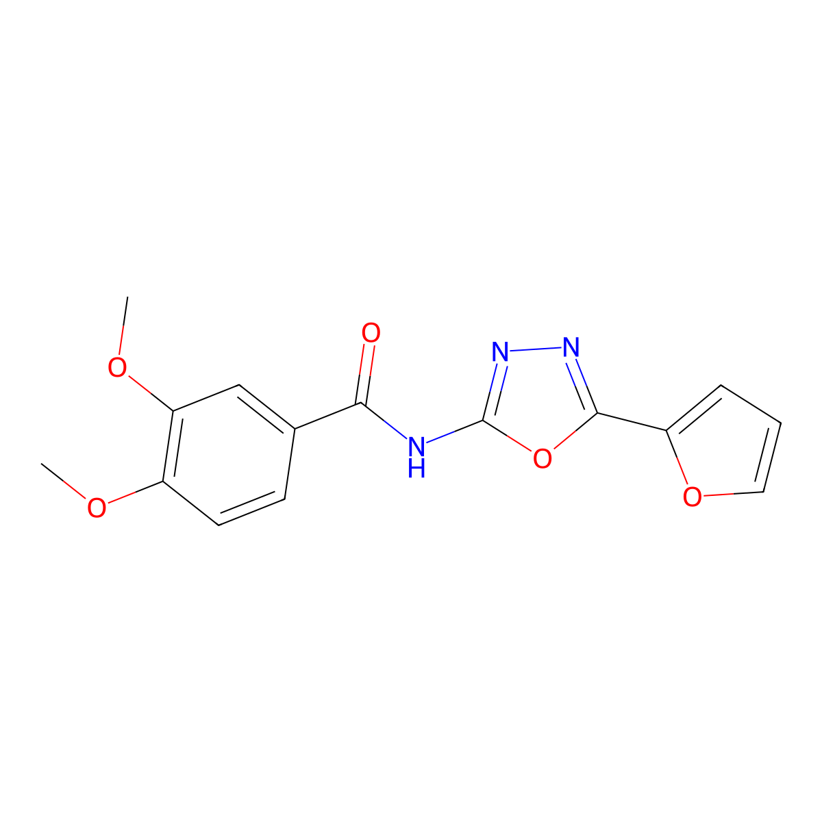 N-[5-(furan-2-yl)-1,3,4-oxadiazol-2-yl]-3,4-dimethoxybenzamide molecular structure, CAS 862808-89-7