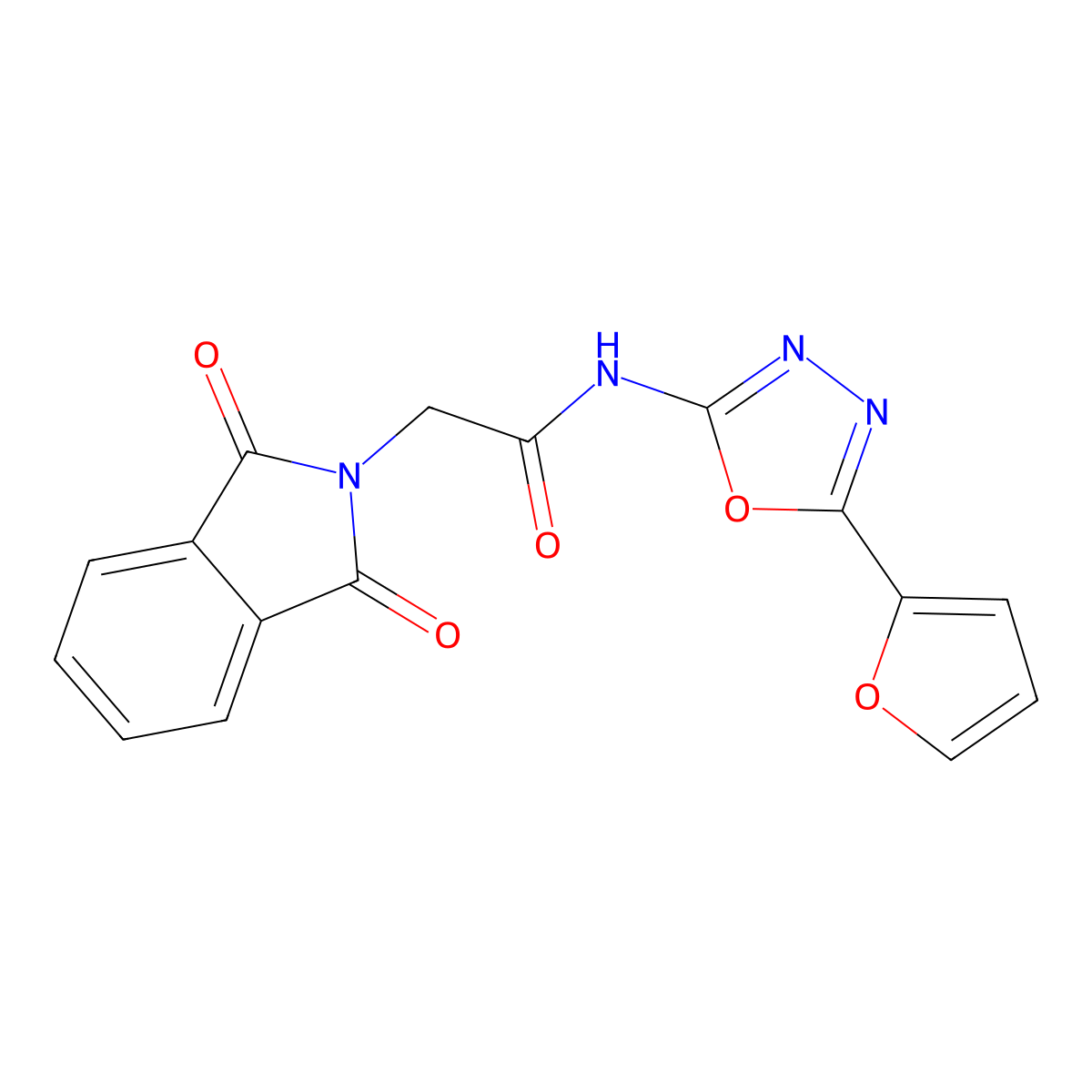 2-(1,3-dioxoisoindol-2-yl)-N-[5-(furan-2-yl)-1,3,4-oxadiazol-2-yl]acetamide molecular structure, CAS 862808-95-5
