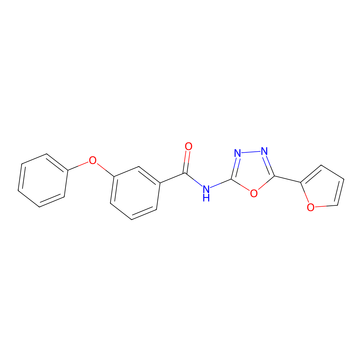 N-[5-(furan-2-yl)-1,3,4-oxadiazol-2-yl]-3-phenoxybenzamide molecular structure, CAS 862809-10-7