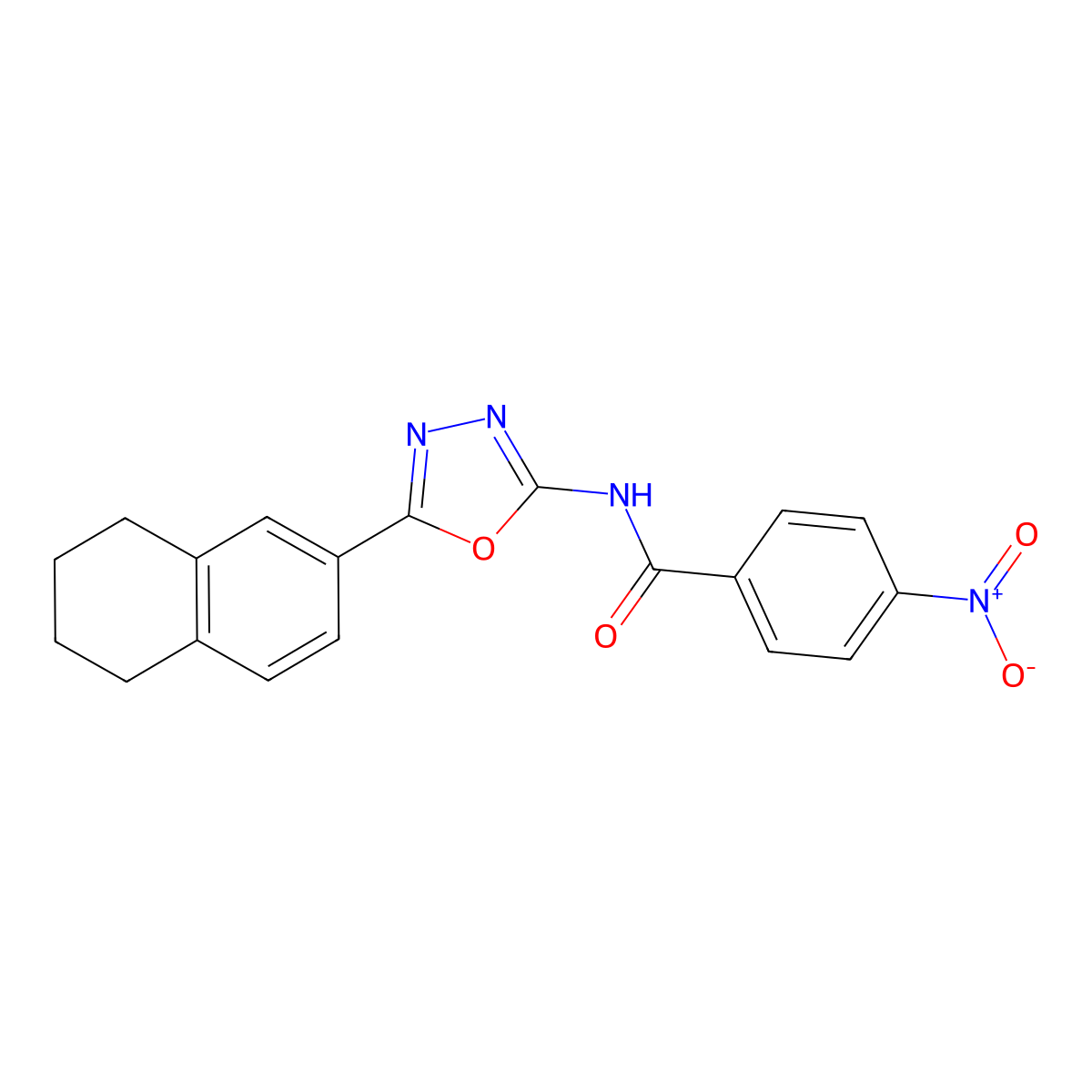 4-nitro-N-[5-(5,6,7,8-tetrahydronaphthalen-2-yl)-1,3,4-oxadiazol-2-yl]benzamide molecular structure, CAS 862809-16-3