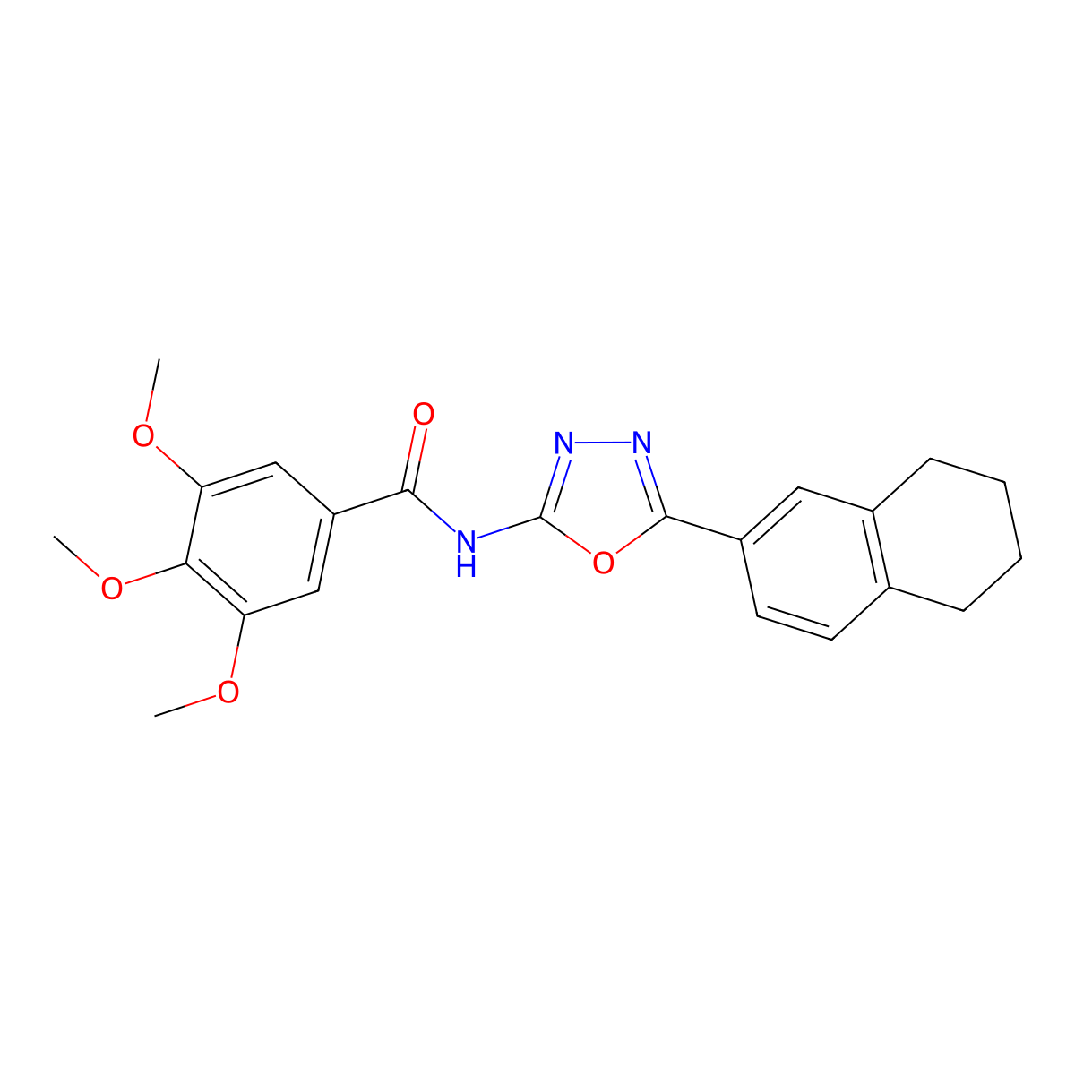 3,4,5-trimethoxy-N-(5-(5,6,7,8-tetrahydronaphthalen-2-yl)-1,3,4-oxadiazol-2-yl)benzamide molecular structure, CAS 862809-19-6