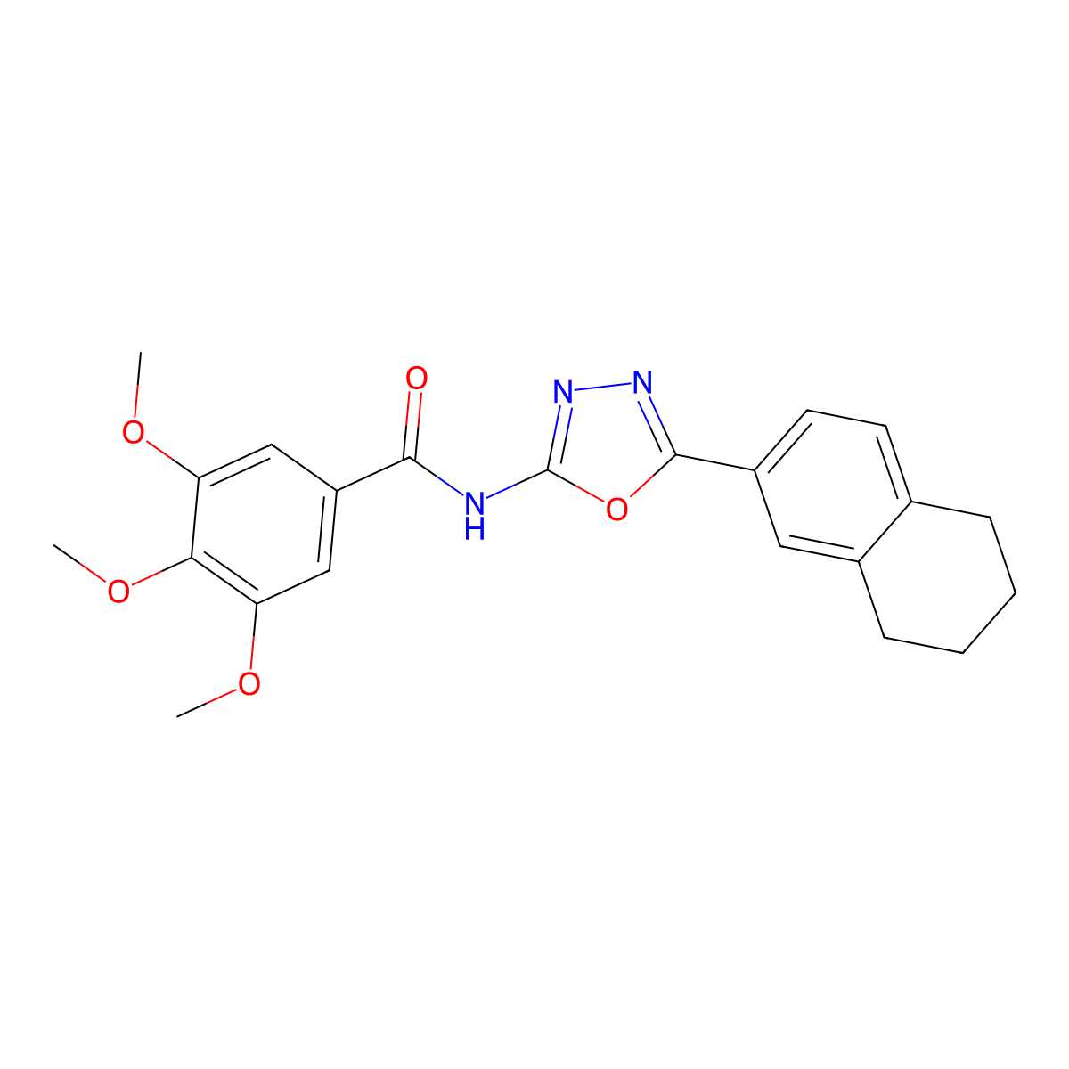 3,4,5-trimethoxy-N-(5-(5,6,7,8-tetrahydronaphthalen-2-yl)-1,3,4-oxadiazol-2-yl)benzamide molecular structure, CAS 862809-19-6