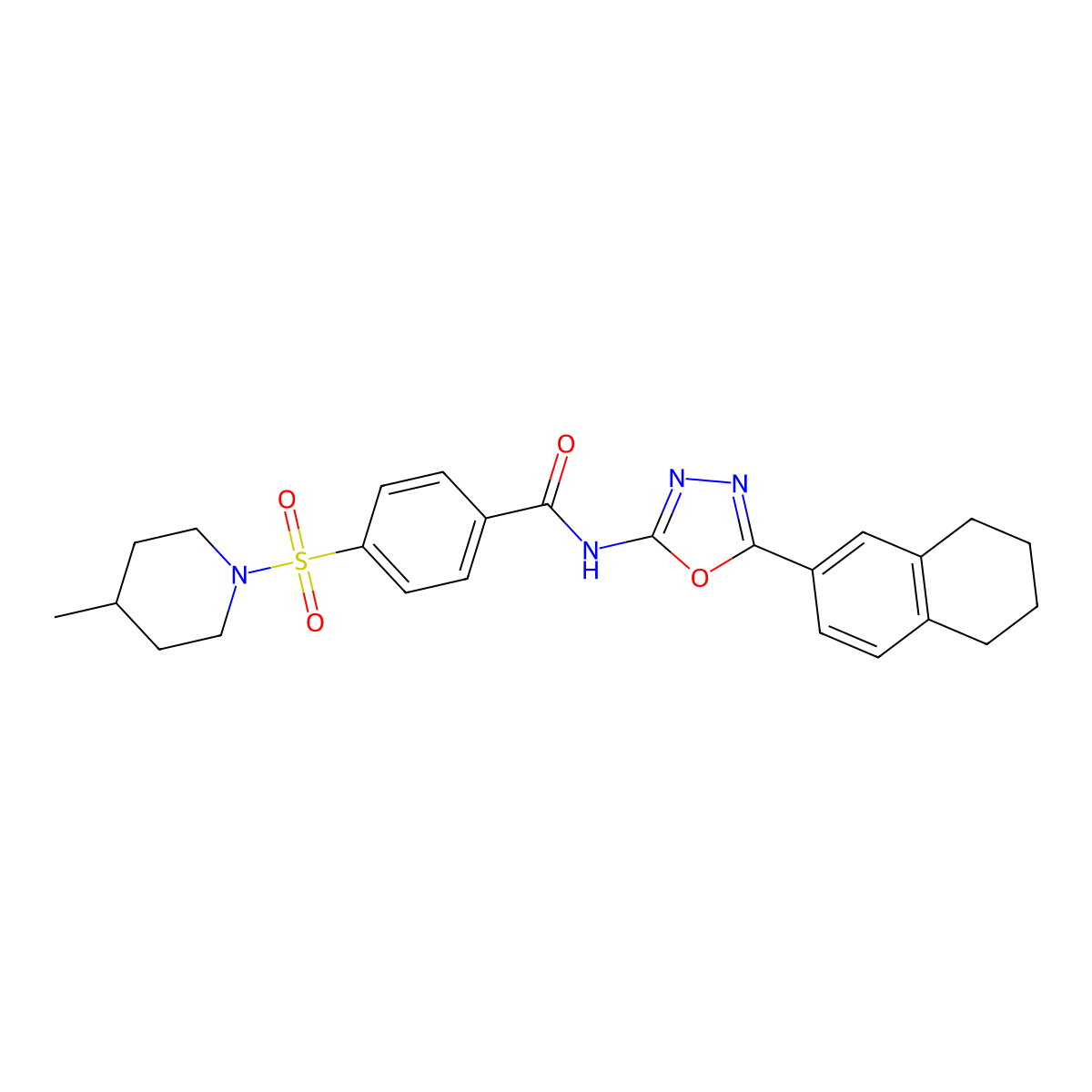 4-[(4-methylpiperidin-1-yl)sulfonyl]-N-[5-(5,6,7,8-tetrahydronaphthalen-2-yl)-1,3,4-oxadiazol-2-yl]benzamide molecular structure, CAS 862809-27-6