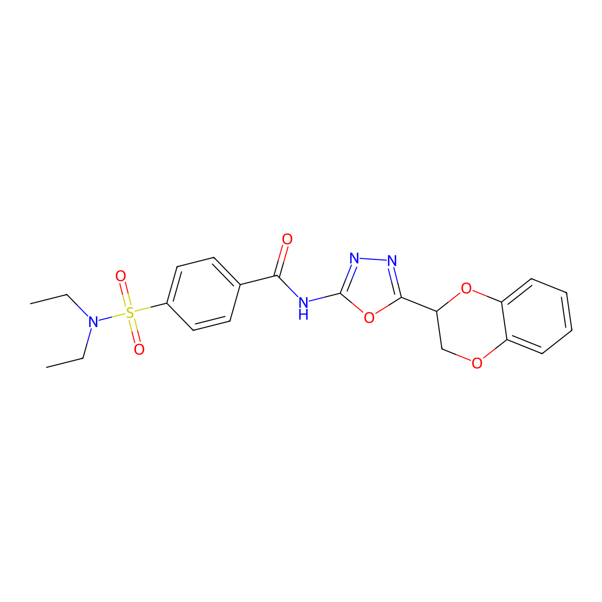 4-(N,N-diethylsulfamoyl)-N-(5-(2,3-dihydrobenzo[b][1,4]dioxin-2-yl)-1,3,4-oxadiazol-2-yl)benzamide molecular structure, CAS 862809-37-8