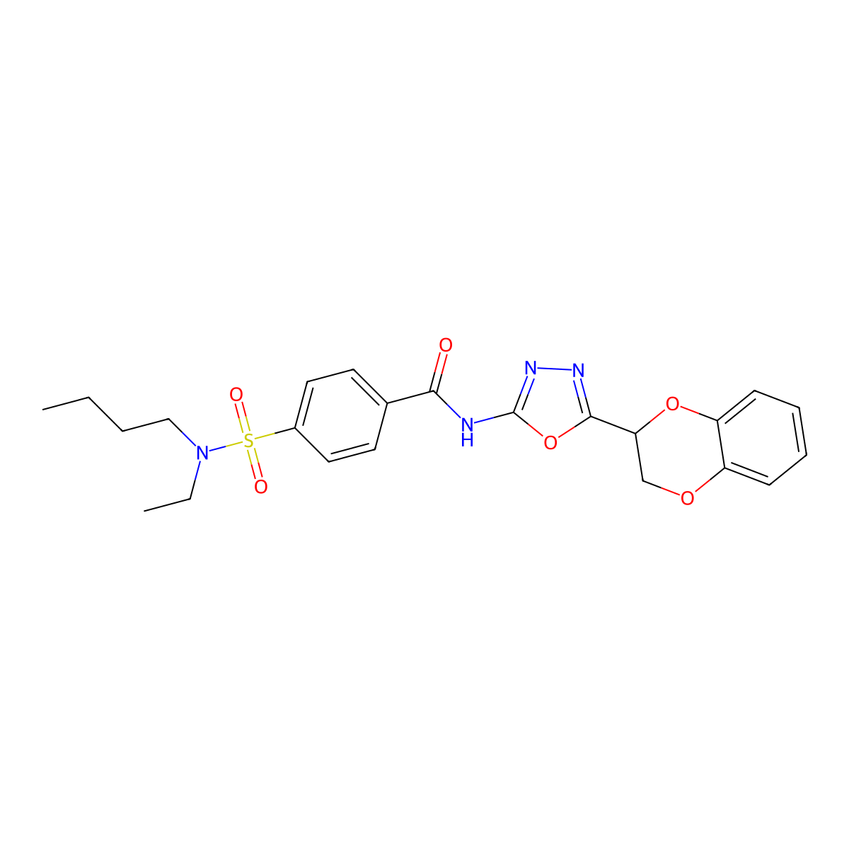4-(N-butyl-N-ethylsulfamoyl)-N-(5-(2,3-dihydrobenzo[b][1,4]dioxin-2-yl)-1,3,4-oxadiazol-2-yl)benzamide molecular structure, CAS 862809-43-6