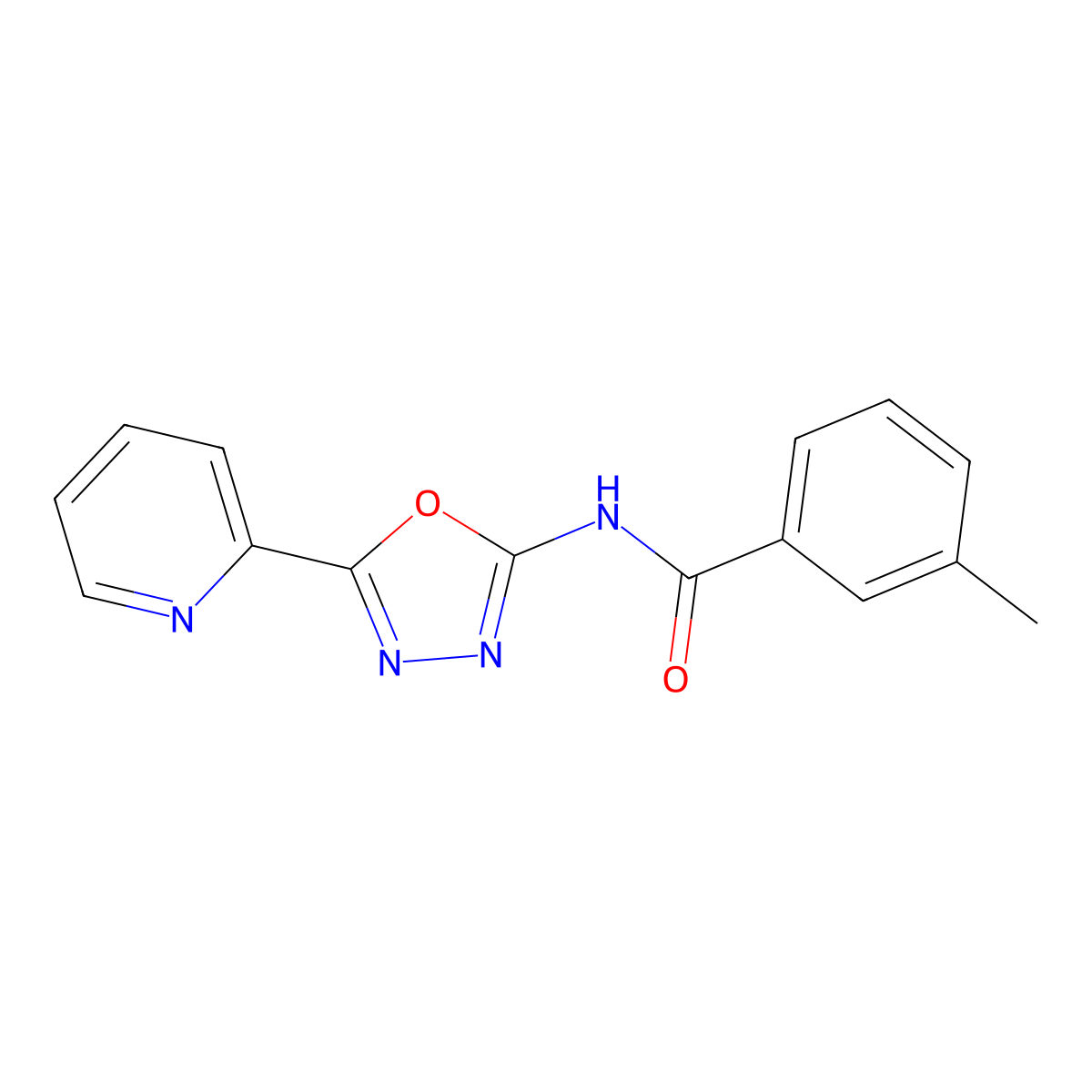 3-methyl-N-(5-pyridin-2-yl-1,3,4-oxadiazol-2-yl)benzamide molecular structure, CAS 862809-49-2
