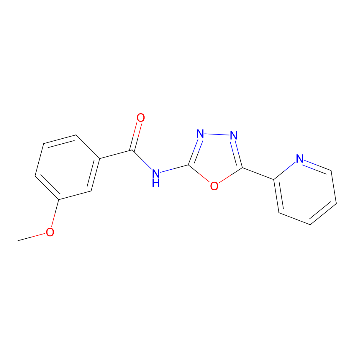 3-methoxy-N-(5-(pyridin-2-yl)-1,3,4-oxadiazol-2-yl)benzamide molecular structure, CAS 862809-56-1