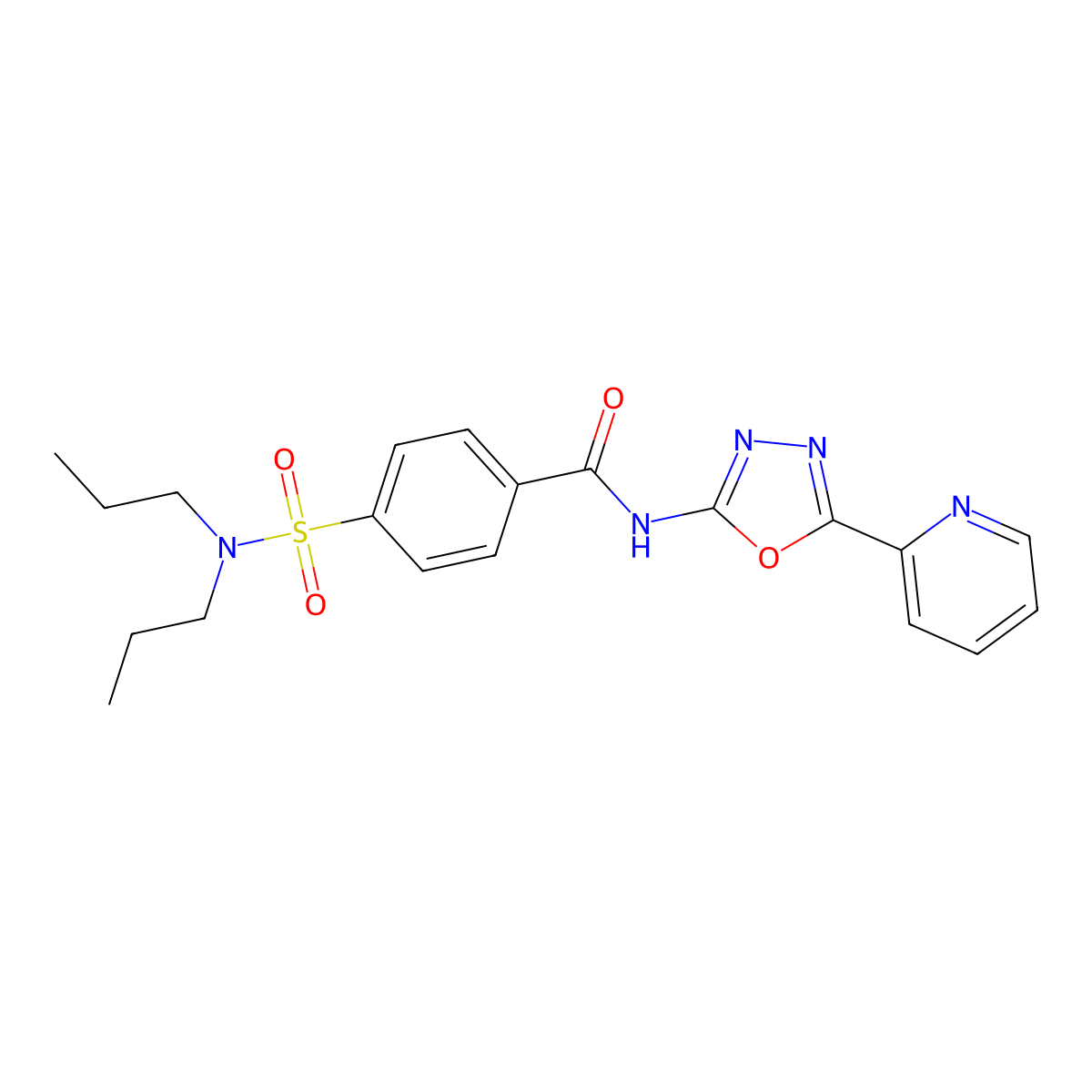 4-(dipropylsulfamoyl)-N-(5-pyridin-2-yl-1,3,4-oxadiazol-2-yl)benzamide molecular structure, CAS 862809-60-7