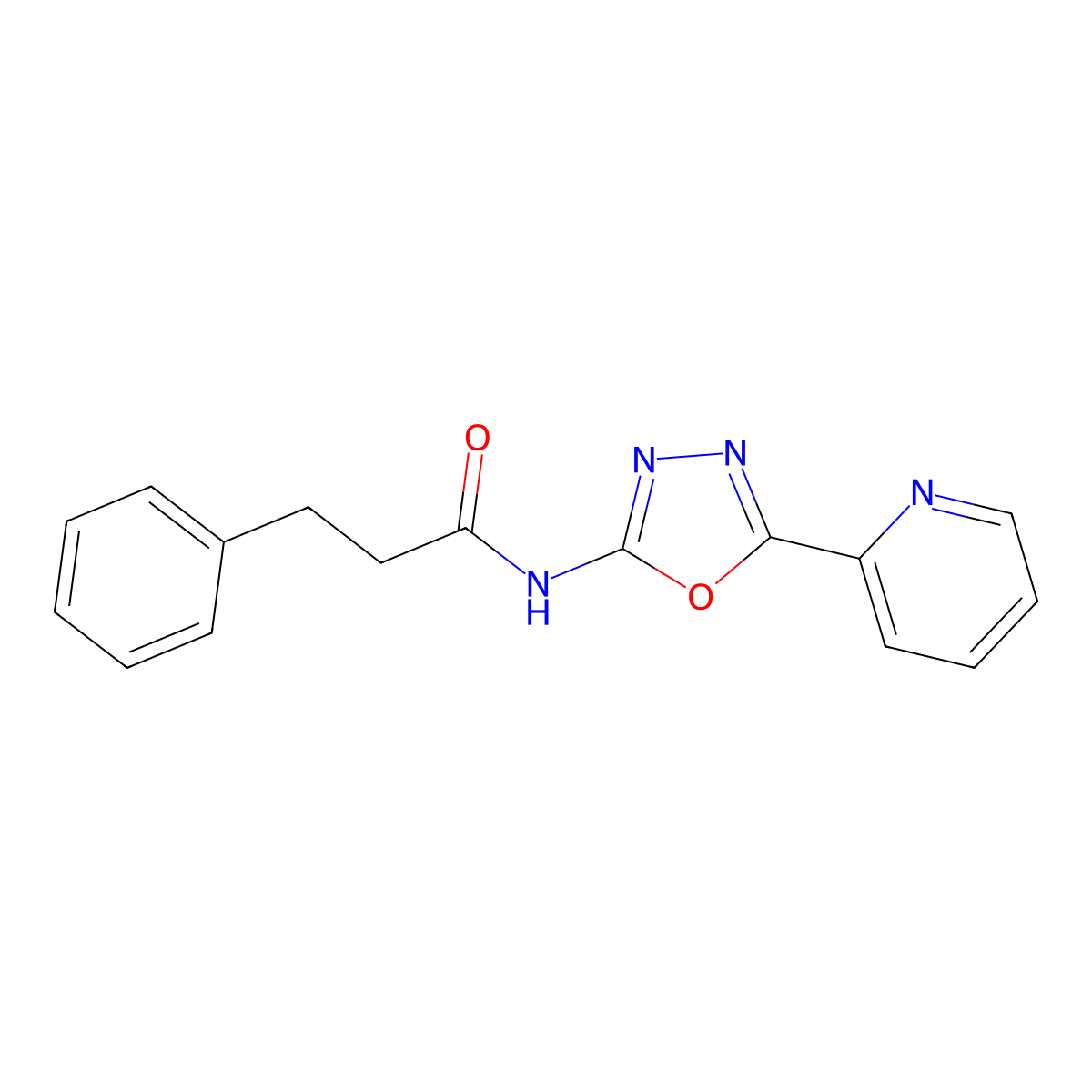 3-phenyl-N-[5-(pyridin-2-yl)-1,3,4-oxadiazol-2-yl]propanamide molecular structure, CAS 862809-72-1