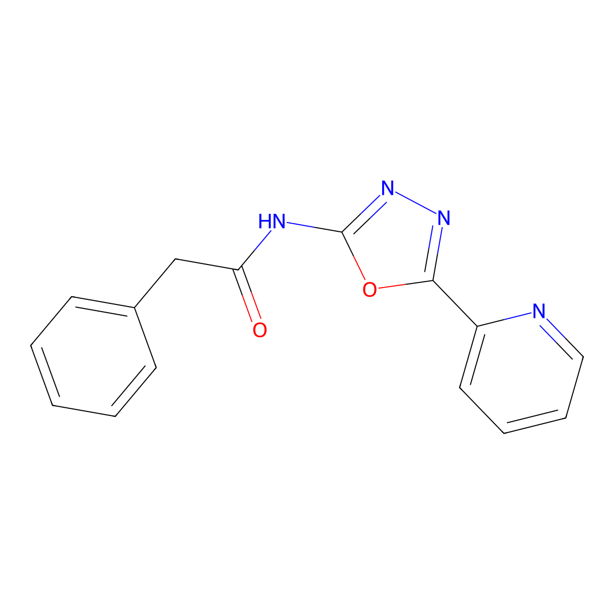 2-phenyl-N-[5-(pyridin-2-yl)-1,3,4-oxadiazol-2-yl]acetamide molecular structure, CAS 862809-74-3