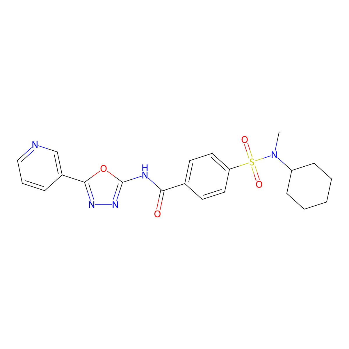 4-(N-cyclohexyl-N-methylsulfamoyl)-N-(5-(pyridin-3-yl)-1,3,4-oxadiazol-2-yl)benzamide molecular structure, CAS 862809-82-3