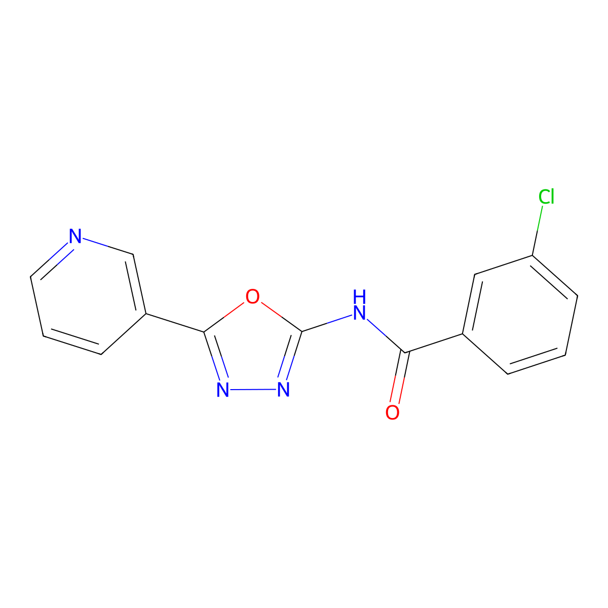 3-chloro-N-[5-(3-pyridinyl)-1,3,4-oxadiazol-2-yl]benzamide molecular structure, CAS 862809-83-4
